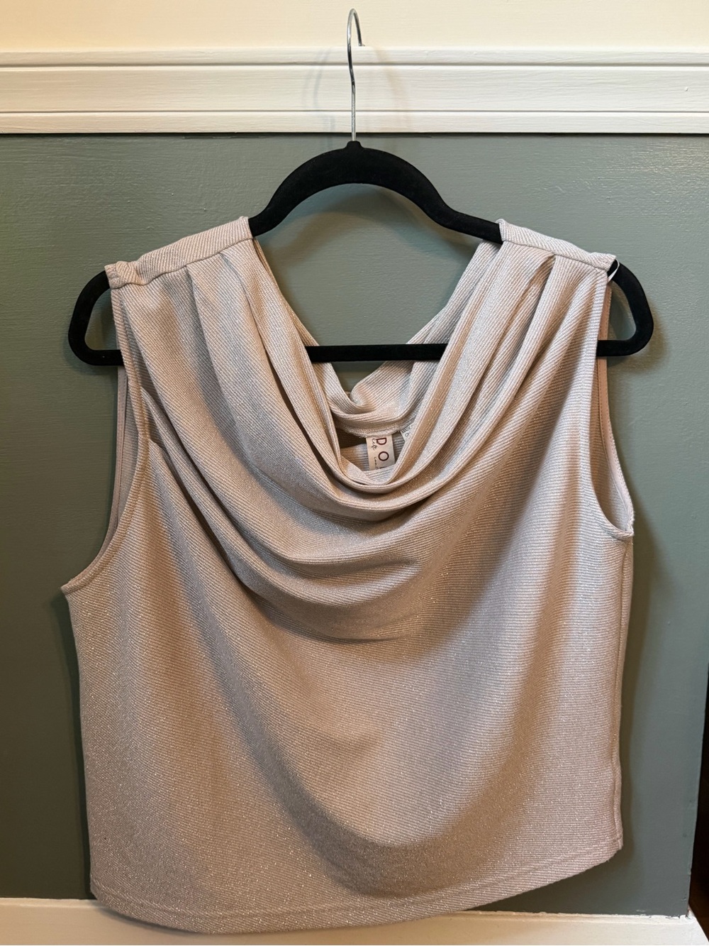 Anthropologie Dolan Left Coast Champagne Metallic Cowl Neck Tank Top L NWT